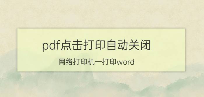 pdf点击打印自动关闭 网络打印机一打印word，pdf就闪退？